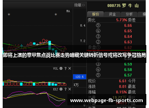 即将上演的意甲焦点战比赛走势暗藏关键转折信号或将改写争冠格局