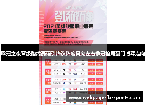 欧冠之夜晋级路线赛程引热议阵容风向左右争冠格局豪门博弈走向
